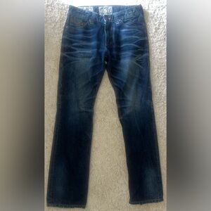 Affliction Men’s Straight Leg Jeans – Medium Wash – Distressed Fade size 31x34